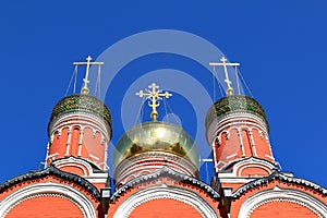 Domes of the Cathedral of the Znamensky Monastery on Varvarka Street in Moscow