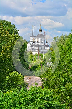 The domes of Dmitry Solunsky's church in Ruza city, Moscow region, Russia photo