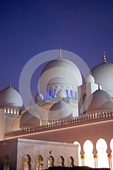 Domes of Grand mosque after the sunset