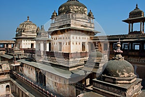 Domes of the historical citadel Jahangir in Orchha