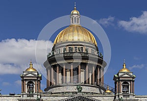 Domes of Isaac Cathedral against the sky, observation deck