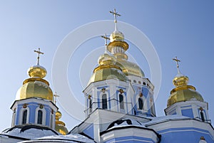 Domes of Michael cathedral in Kiev