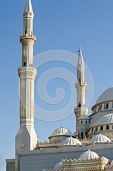 Domes and minarets of a mosque, Dubai United Arab Emirates