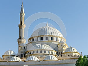 Domes and minarets of a mosque, Dubai United Arab Emirates