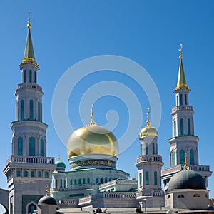 Domes of the Moscow Cathedral mosque in Moscow, Russia