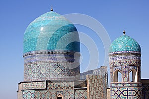Domes of mosque in Samarkand, Uzbekistan