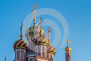 Domes of the Nativity Church in Nizhny Novgorod.