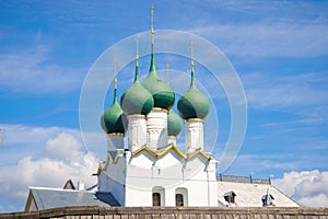 The domes of the old church of Gregory the Theologian. Kremlin of Rostov the Great