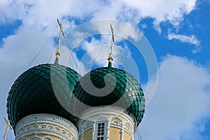 Domes of Ressurection Cathedral in Tutayev, Russia photo