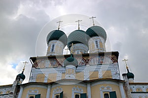 Domes of Ressurection Cathedral in Tutayev, Russia photo