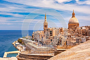 Domes and roofs of Valletta , Malta