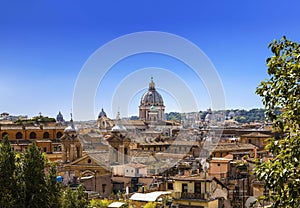 The domes and rooftops of the eternal city, the view from the Spanish steps. Rome