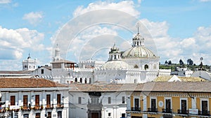 The domes of Santo Domingo Church in the city of Quito in Ecuador, South America