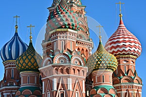 Domes of St. Basil's Cathedral on red square.