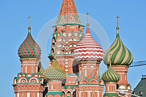 Domes of St. Basil's Cathedral on red square.