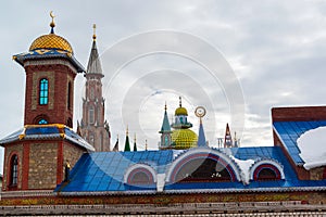 Domes of temple of an all religions. The village of Old Arakchino. Kazan, Tatarstan.