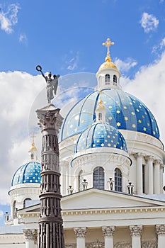 Domes of Trinity Cathedral and column of Glory, St. Petersburg