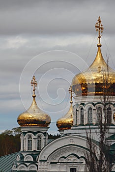 Domes of Trinity Cathedral. Raifa, Tatarstan, Russia