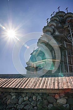Domes of wooden church in Kizhi