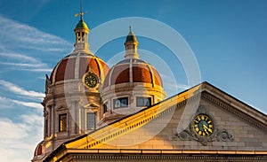 Domes of the York County Courthouse in downtown York, Pennsylvania.