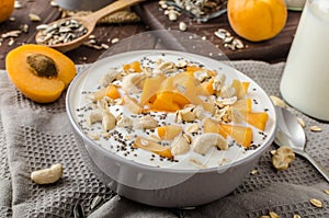 Domestic apricots musli yogurt