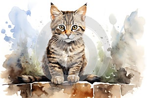 Domestic cute isolated fur background animal mammal feline kitty cat white portrait kitten pet