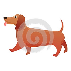 Domestic dachshund icon, cartoon style