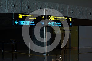 domestic departures sign in Terminal 3 Ultimate of New YIA