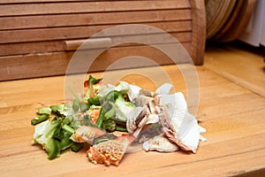 Domestic Food waste for compost in home kitchen interior
