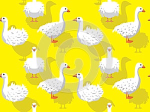 Domestic Goose Sebastopol Cartoon Background Seamless Wallpaper