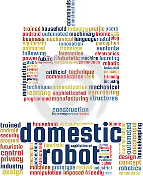Domestic Robot Word Cloud Text Illustration.