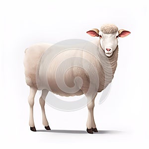 Domestic sheep and ram. illustration isolated on white background. The sheep , realistic drawing, pet encyclopedia