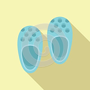 Domestic slippers icon flat vector. Home cute shoe