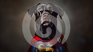 Domestic Superhero Dog with hero cape in Studio Photo. Generative AI