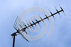 Domestic television antenna on a roof