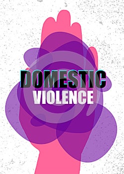 Domestic violence pop art banner on yellow background