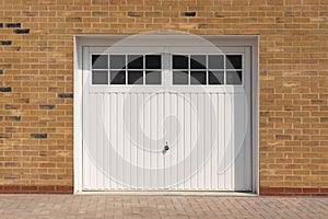 Domestic white side hinged garage doors. Hertfordshire. UK