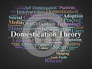 Domestication Theory Word Cloud. Core Concepts on Media, Technology, and User Integration