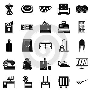 Domesticity icons set, simple style