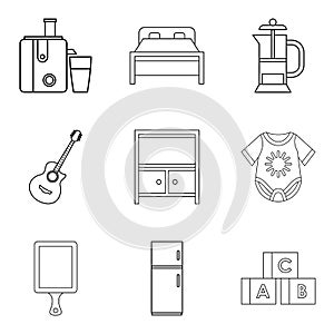 Domicile icons set, outline style