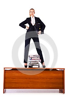 Dominant woman boss on desk