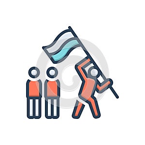 Color illustration icon for Dominate, predominate and prevail