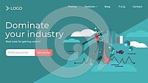 Dominate your industry flat vector illustration sales landing page template design photo