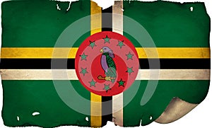 Dominica Flag On Old Paper