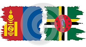 Dominica and Mongolia grunge flags connection vector