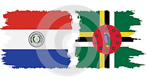 Dominica and Paraguay grunge flags connection vector