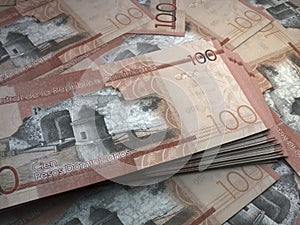 Dominican money. Dominican peso banknotes. 100 DOP pesos bills
