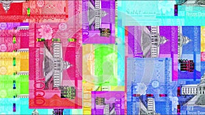 Dominican Peso 1000 DOP banknotes abstract color mosaic pattern