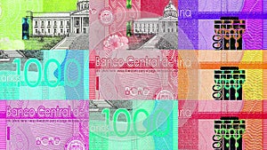 Dominican Peso 1000 DOP banknotes abstract color mosaic pattern