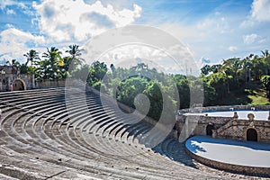 Dominican Republic. 20 NOVEMBER 2021 Amphitheater in ancient village Altos de Chavon - Colonial town reconstructed in Casa de